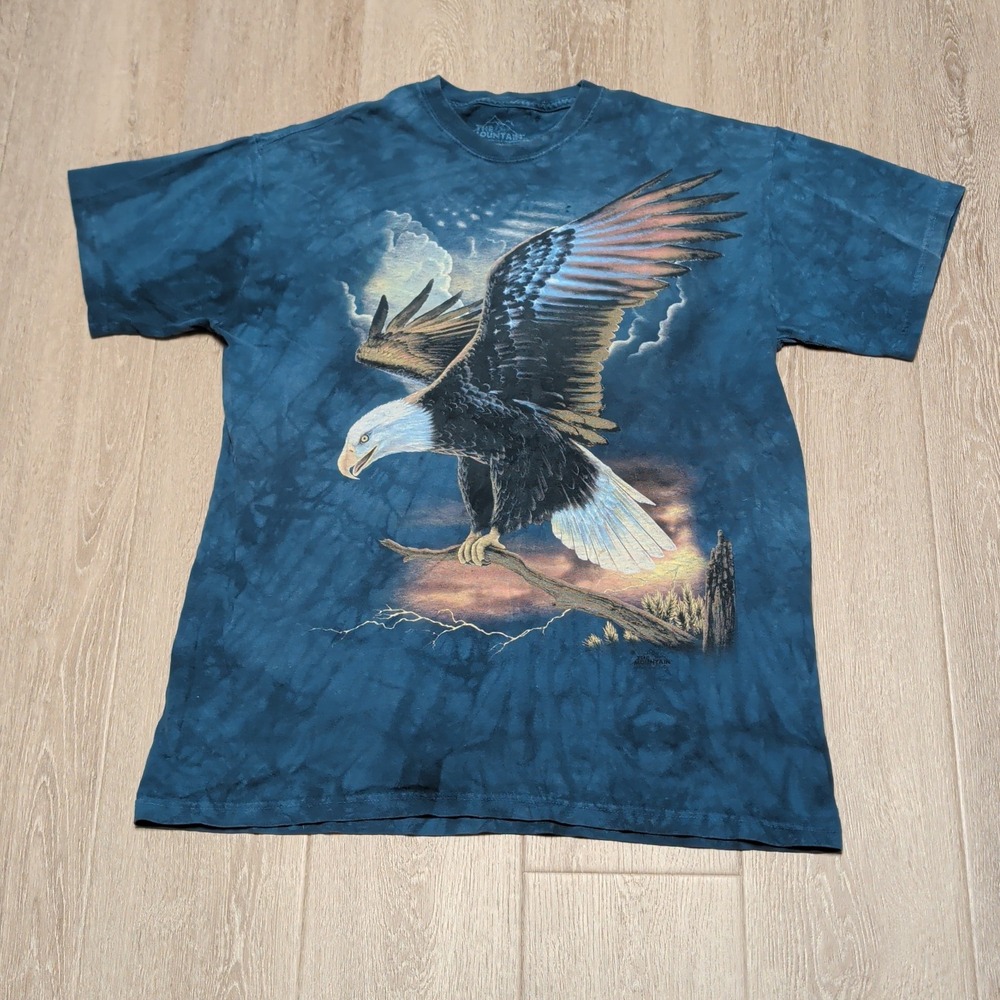 The Mountain Eagle Graphic T-Shirt Blue Tie Dye Mens Large Nature Tee 2910
